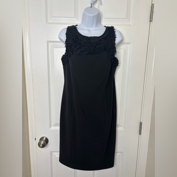ANN TAYLOR Black Cocktail Dress with Georgette Ruffles Size 10 - Picture 1 of 9